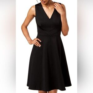 Sleeveless V-Neck Multi Seamed Fit And Flare Dress